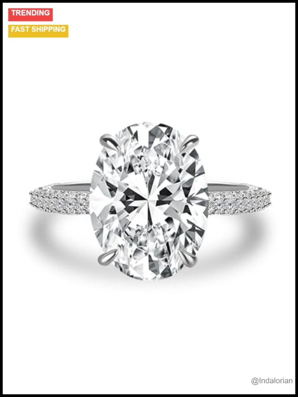 RODIFFY Oval Cut CZ Promise Ring 925 Sterling Silver 18K White Gold Plated